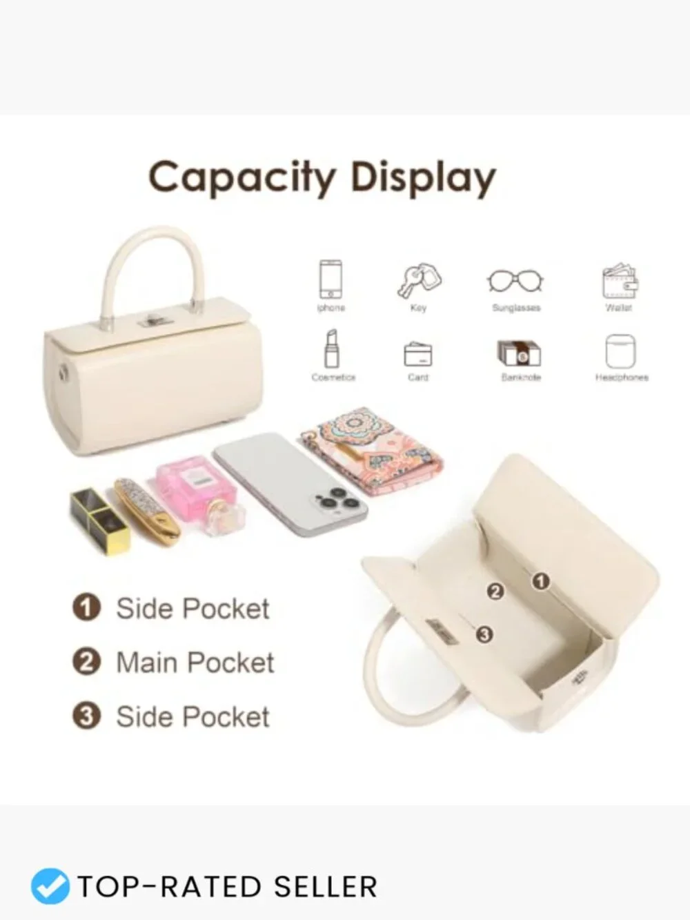 Structured Leather Satchel Crossbody Bag Women Minimalist Shoulder Tote with